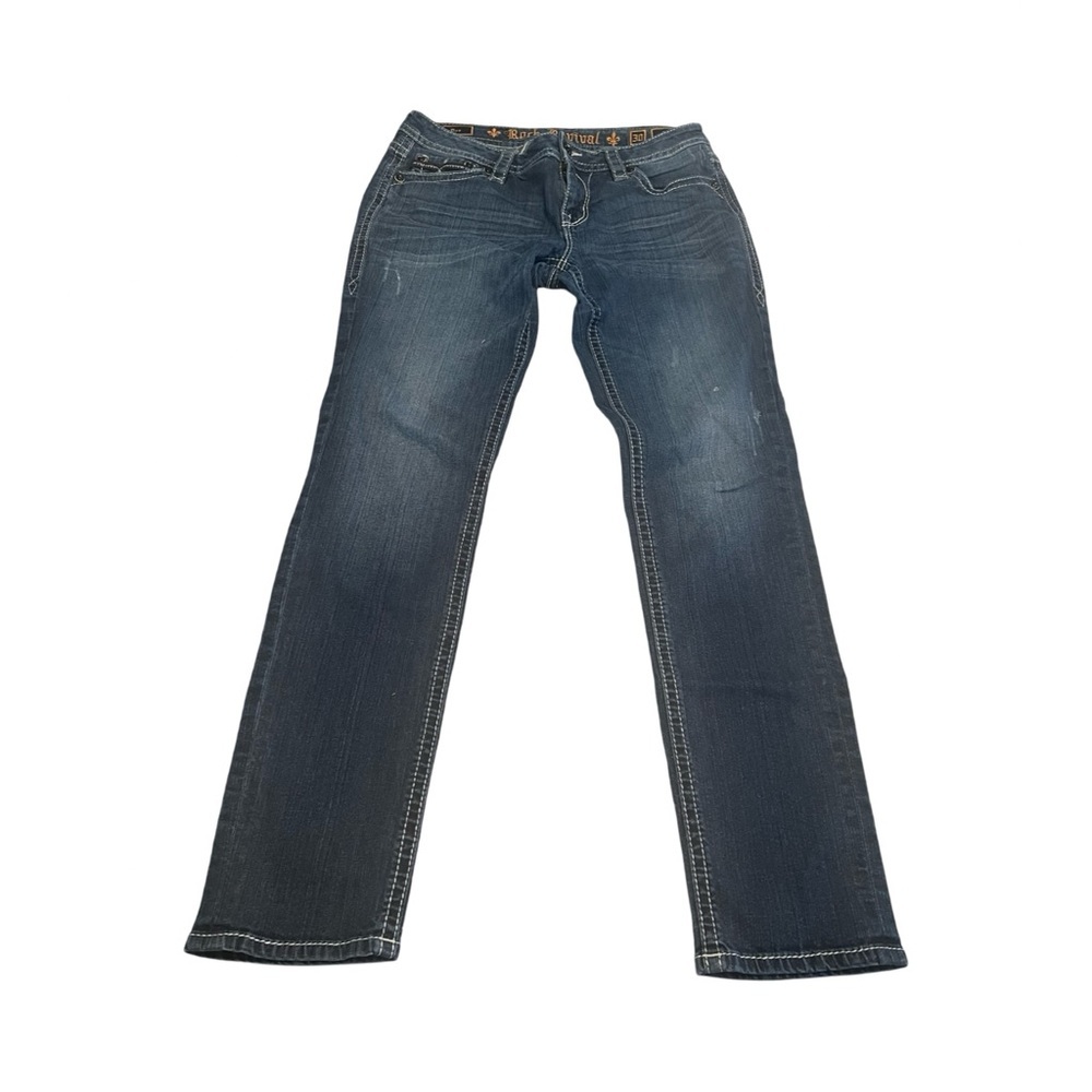 Rock Revival Dee Skinny Jeans Womens 30 Dark Wash Embellished Low‎ Rise Western